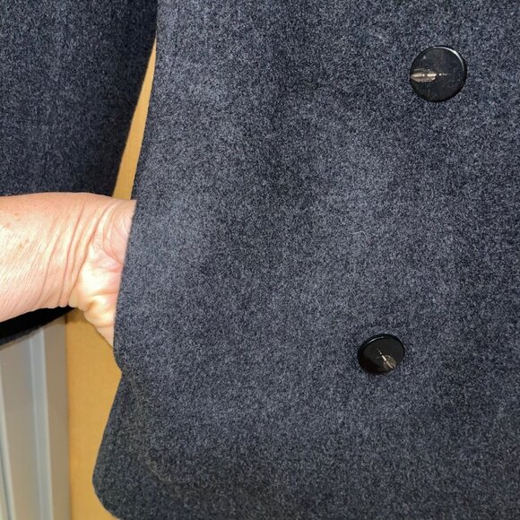 Theory Womens Pea Coat Size Small Gray Shawl Collared Pockets Casual Pure Wool - Picture 3 of 11
